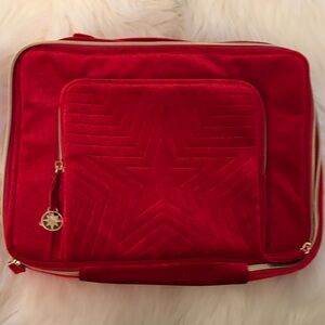 Estee Lauder Red Quilted Velvet Travel Case with Star Detail